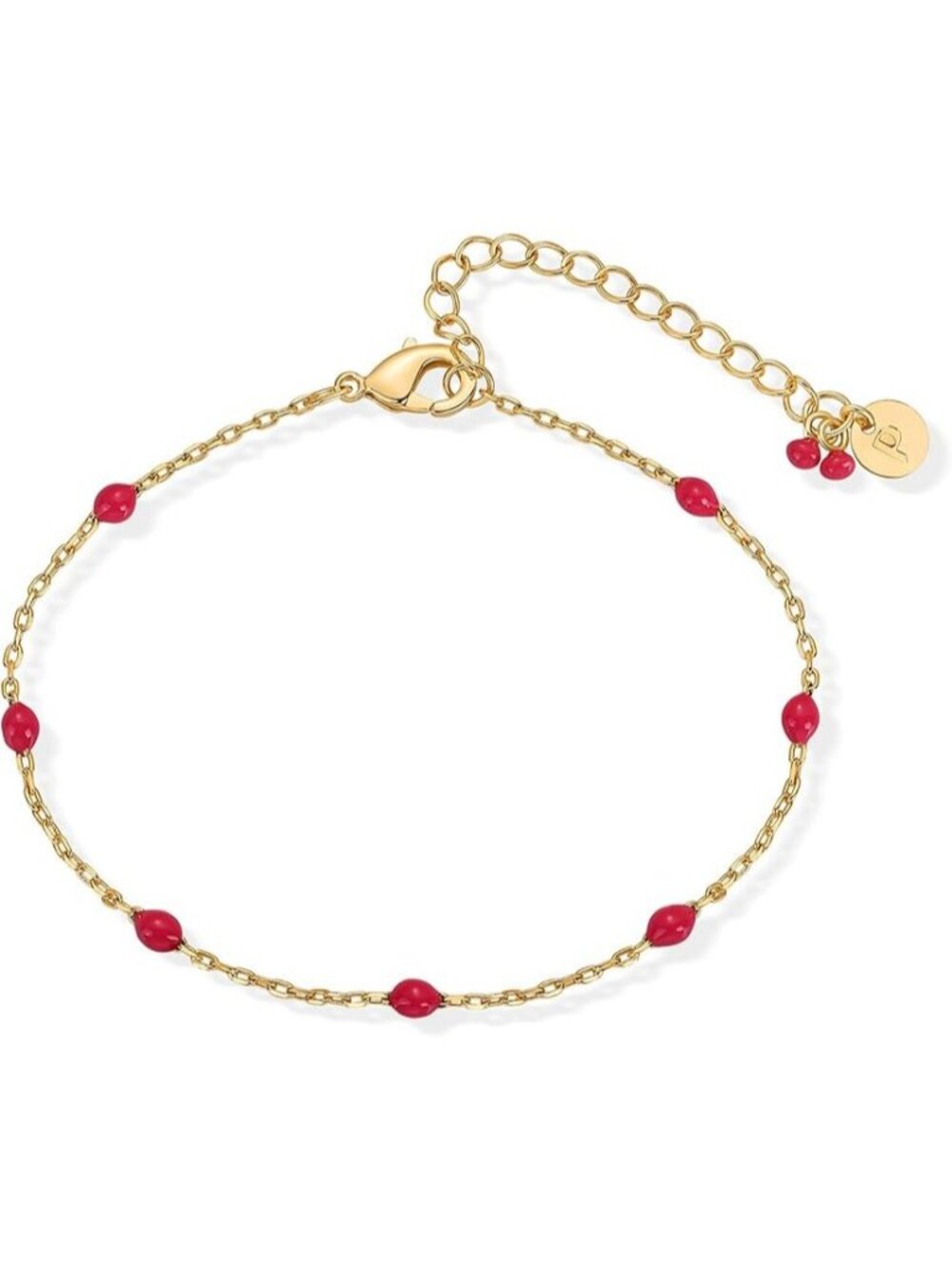 Pink Yellow Gold 14K Gold Plated Enamel Beaded Bracelets Dainty Bead Bracelet